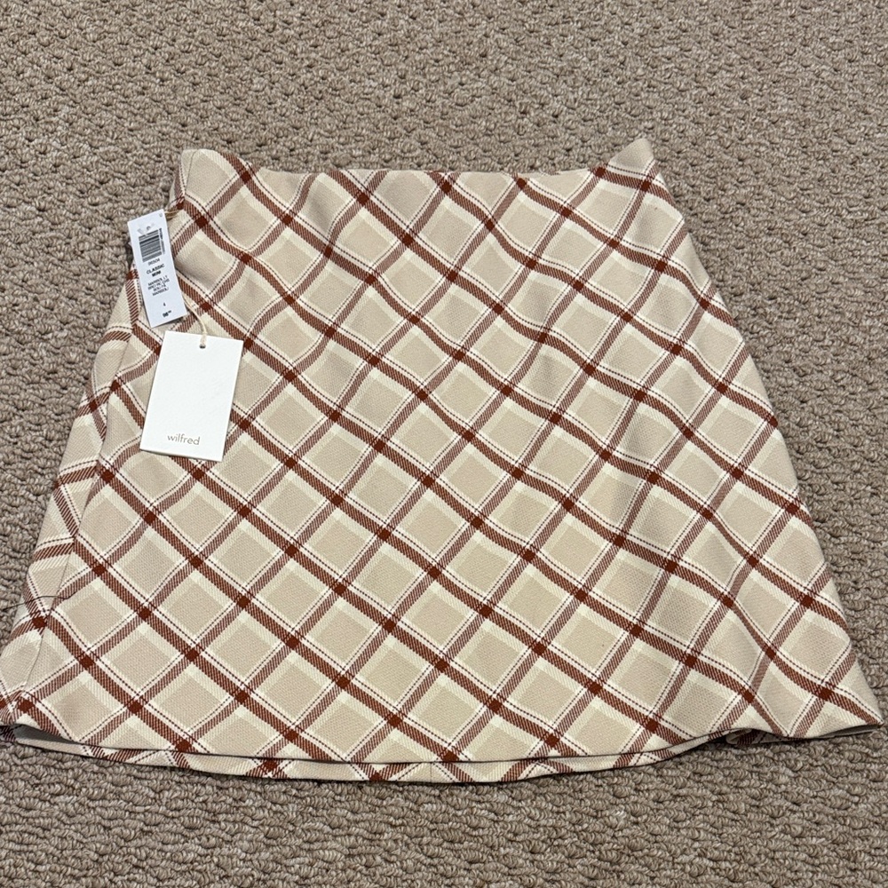Wilfred Checkered Mini Skirt - Cream and Brown